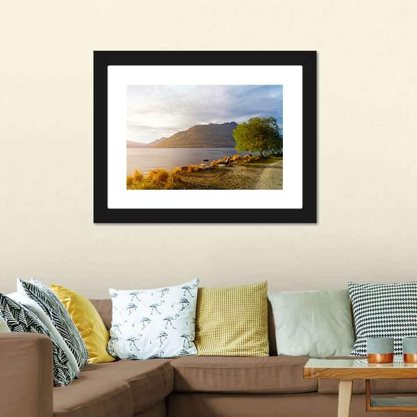 Sunset At Lake Wakatipu Canvas Wall Art-3 Horizontal-Gallery Wrap-25" x 16"-Tiaracle