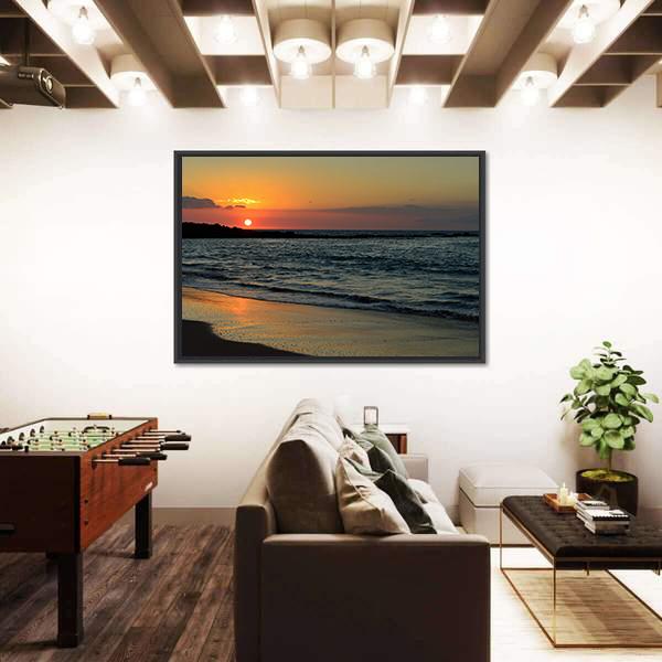 Sunset At Mauna Kea Beach In Island Of Hawaii Canvas Wall Art-3 Horizontal-Gallery Wrap-25" x 16"-Tiaracle
