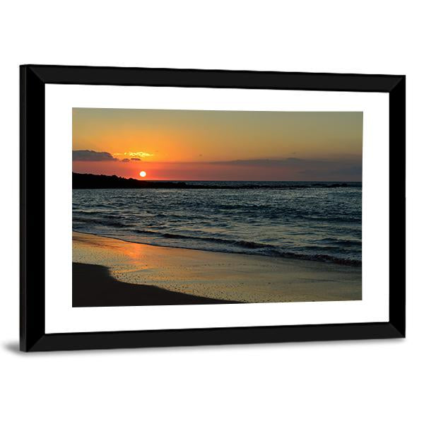 Sunset At Mauna Kea Beach In Island Of Hawaii Canvas Wall Art-3 Horizontal-Gallery Wrap-25" x 16"-Tiaracle