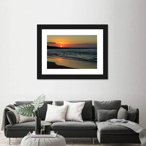 Sunset At Mauna Kea Beach In Island Of Hawaii Canvas Wall Art-3 Horizontal-Gallery Wrap-25" x 16"-Tiaracle
