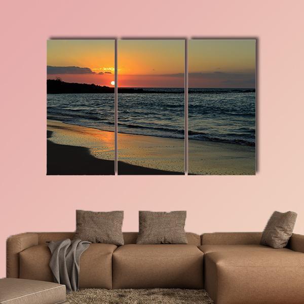 Sunset At Mauna Kea Beach In Island Of Hawaii Canvas Wall Art-3 Horizontal-Gallery Wrap-37" x 24"-Tiaracle