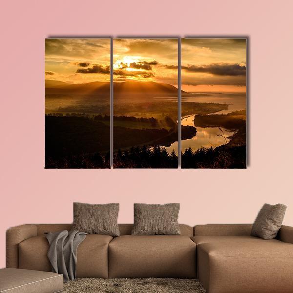 Sunset At Mourne Mountains Canvas Wall Art-3 Horizontal-Gallery Wrap-37" x 24"-Tiaracle