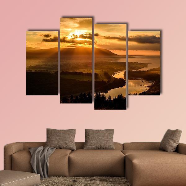Sunset At Mourne Mountains Canvas Wall Art-4 Pop-Gallery Wrap-50" x 32"-Tiaracle