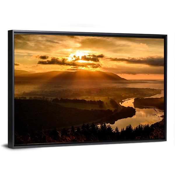 Sunset At Mourne Mountains Canvas Wall Art-3 Horizontal-Gallery Wrap-25" x 16"-Tiaracle