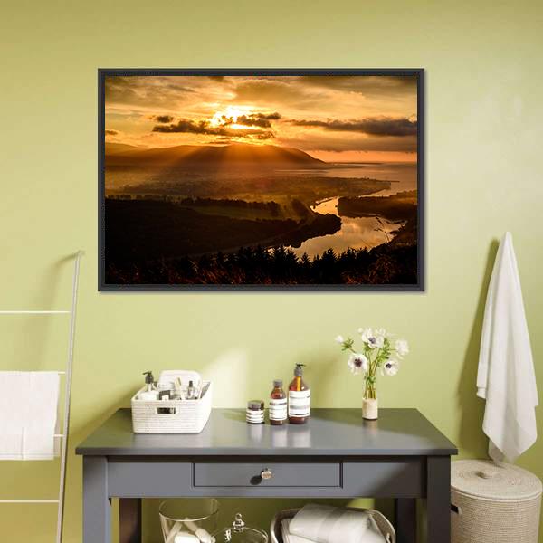 Sunset At Mourne Mountains Canvas Wall Art-1 Piece-Floating Frame-24" x 16"-Tiaracle