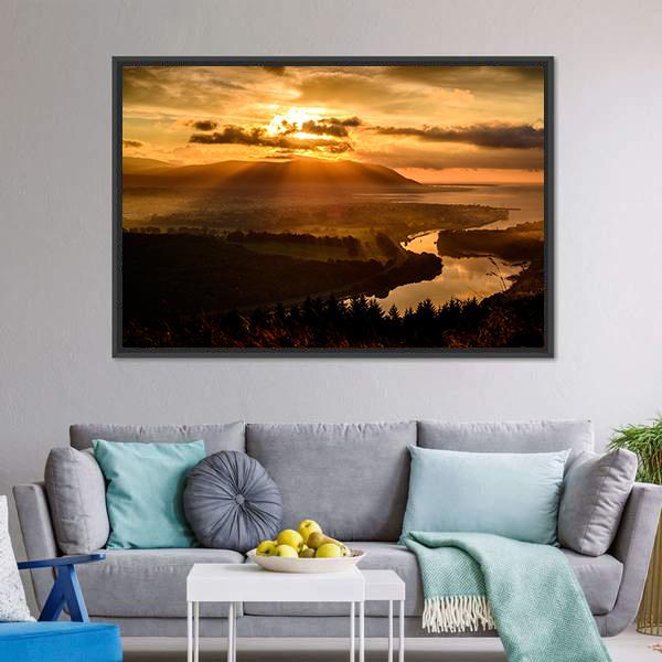 Sunset At Mourne Mountains Canvas Wall Art-3 Horizontal-Gallery Wrap-25" x 16"-Tiaracle