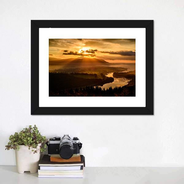 Sunset At Mourne Mountains Canvas Wall Art-1 Piece-Framed Print-20" x 16"-Tiaracle