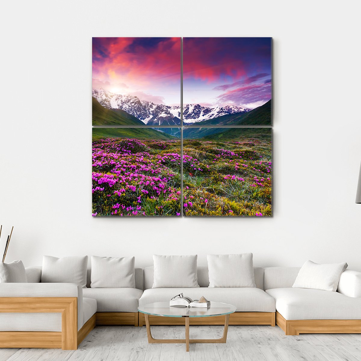 Sunset At Mt Shkhara Canvas Wall Art-4 Square-Gallery Wrap-17" x 17"-Tiaracle