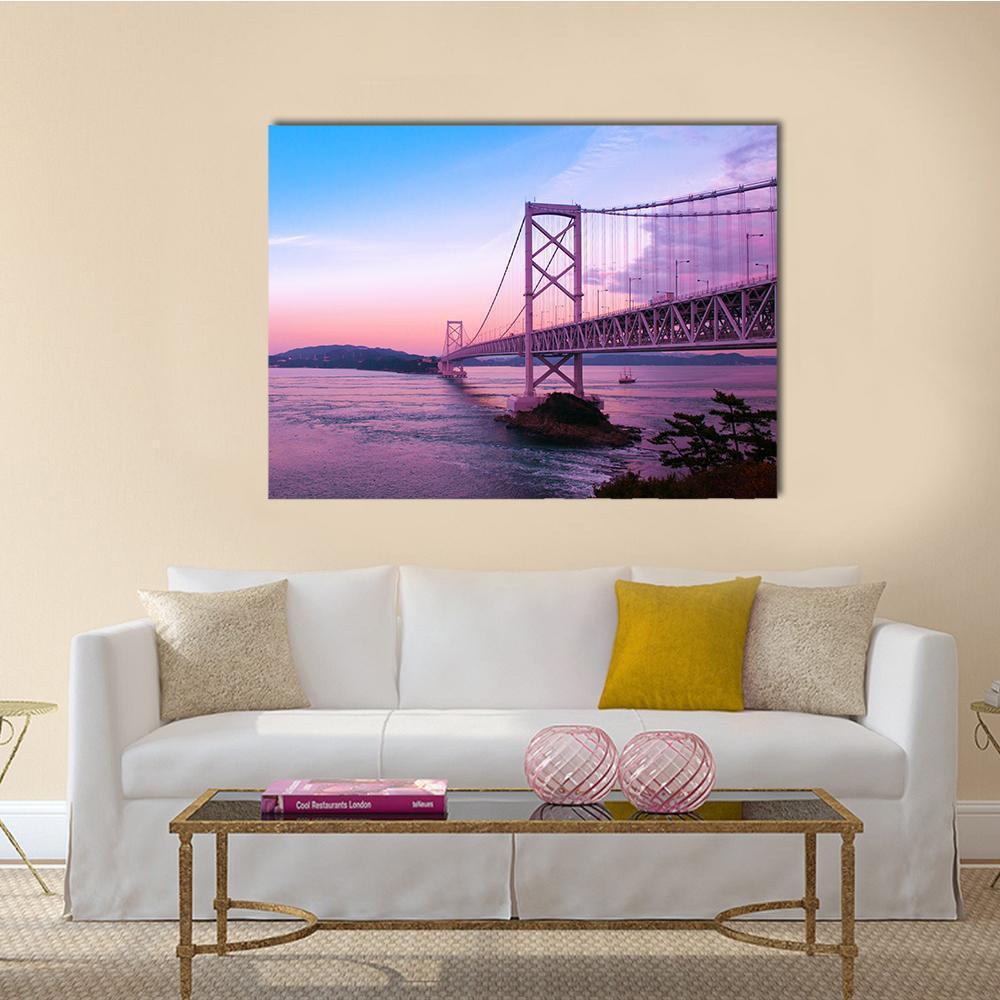 Sunset At Naruto Bridge Canvas Wall Art-5 Star-Gallery Wrap-62" x 32"-Tiaracle