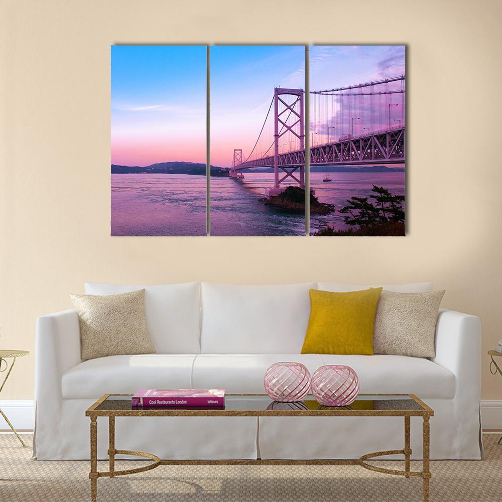 Sunset At Naruto Bridge Canvas Wall Art-3 Horizontal-Gallery Wrap-37" x 24"-Tiaracle
