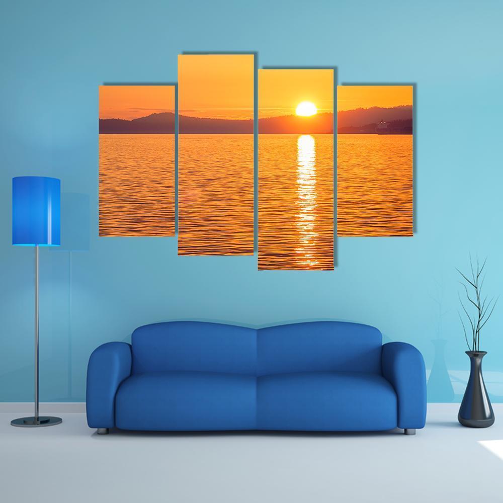 Sunset At Ogden Point Canvas Wall Art-4 Pop-Gallery Wrap-50" x 32"-Tiaracle