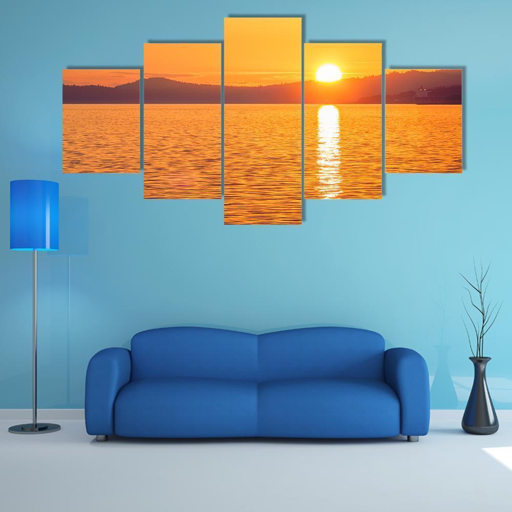 Sunset At Ogden Point Canvas Wall Art-5 Star-Gallery Wrap-62" x 32"-Tiaracle
