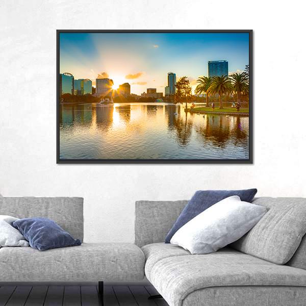 Sunset At Orlando Panoramic Canvas Wall Art-1 Piece-36" x 12"-Tiaracle
