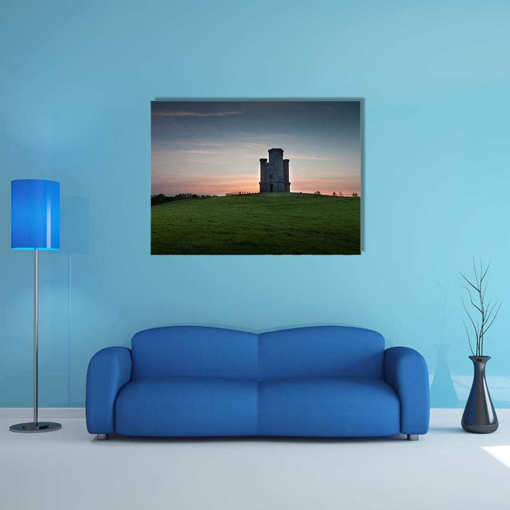 Sunset At Paxton's Tower Canvas Wall Art-1 Piece-Gallery Wrap-48" x 32"-Tiaracle