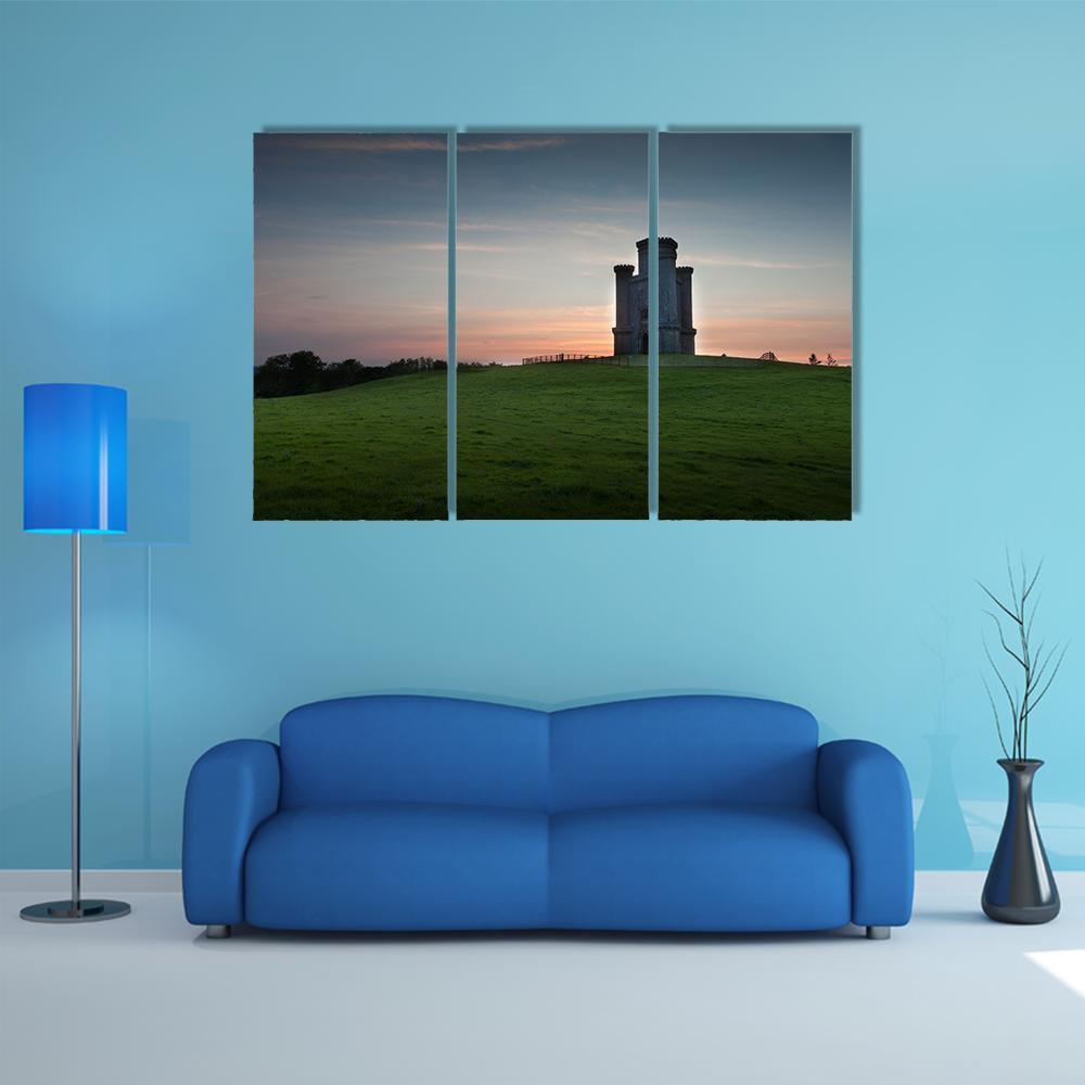 Sunset At Paxton's Tower Canvas Wall Art-3 Horizontal-Gallery Wrap-37" x 24"-Tiaracle