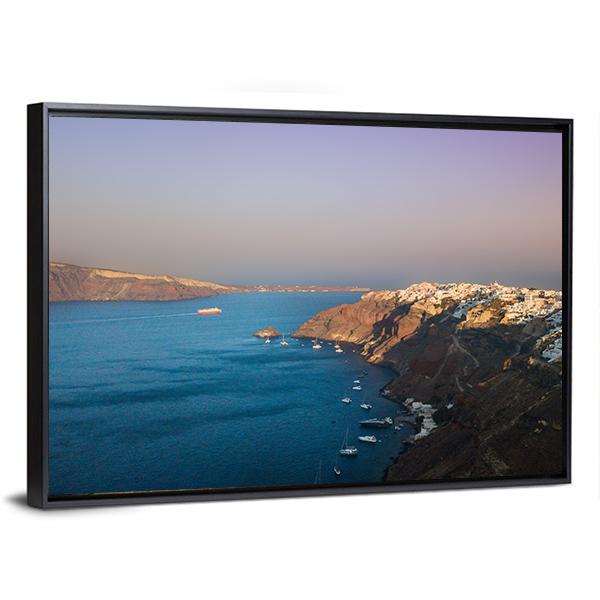 Sunset At Santorini In Oia Canvas Wall Art-3 Horizontal-Gallery Wrap-25" x 16"-Tiaracle