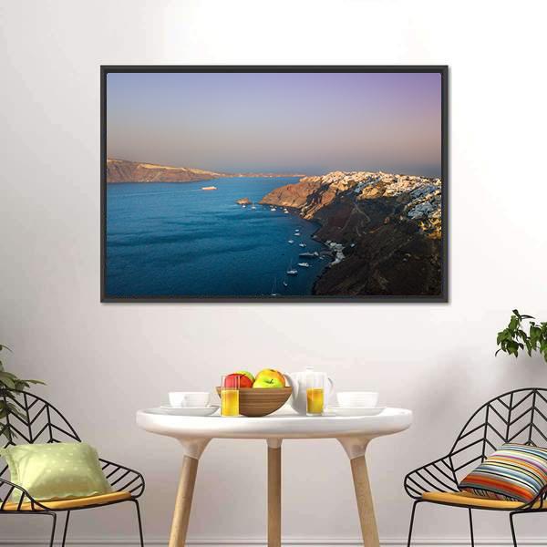 Sunset At Santorini In Oia Canvas Wall Art-3 Horizontal-Gallery Wrap-25" x 16"-Tiaracle