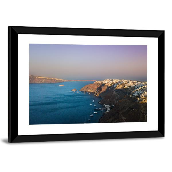 Sunset At Santorini In Oia Canvas Wall Art-3 Horizontal-Gallery Wrap-25" x 16"-Tiaracle