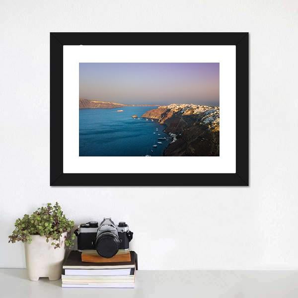 Sunset At Santorini In Oia Canvas Wall Art-1 Piece-Framed Print-20" x 16"-Tiaracle