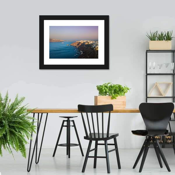 Sunset At Santorini In Oia Canvas Wall Art-3 Horizontal-Gallery Wrap-25" x 16"-Tiaracle