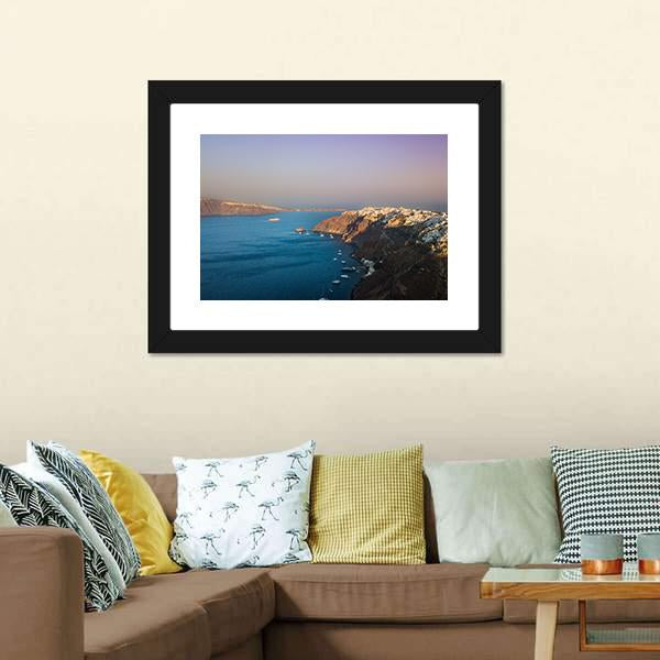 Sunset At Santorini In Oia Canvas Wall Art-3 Horizontal-Gallery Wrap-25" x 16"-Tiaracle
