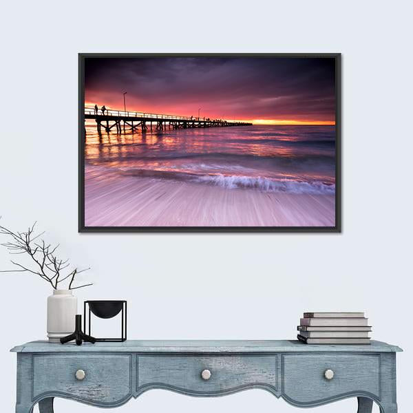 Sunset At Semaphore Beach Canvas Wall Art-1 Piece-Floating Frame-24" x 16"-Tiaracle