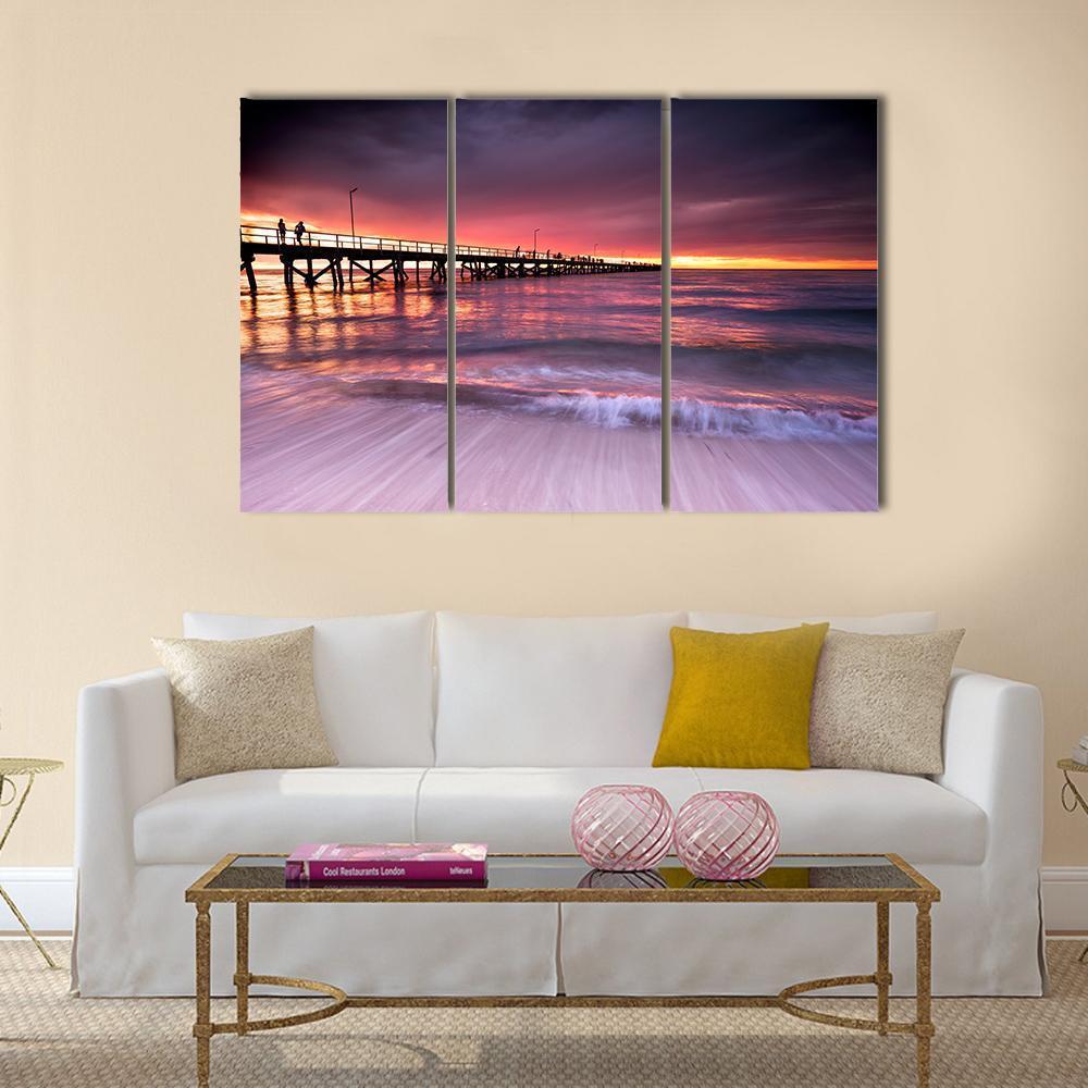Sunset At Semaphore Beach Canvas Wall Art-3 Horizontal-Gallery Wrap-37" x 24"-Tiaracle