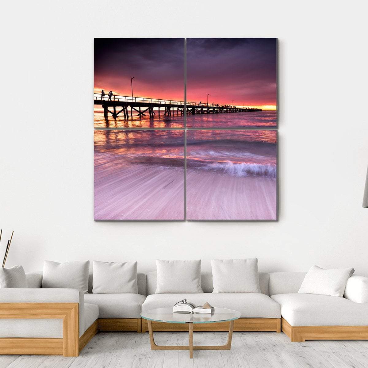Sunset At Semaphore Beach Canvas Wall Art-4 Square-Gallery Wrap-17" x 17"-Tiaracle