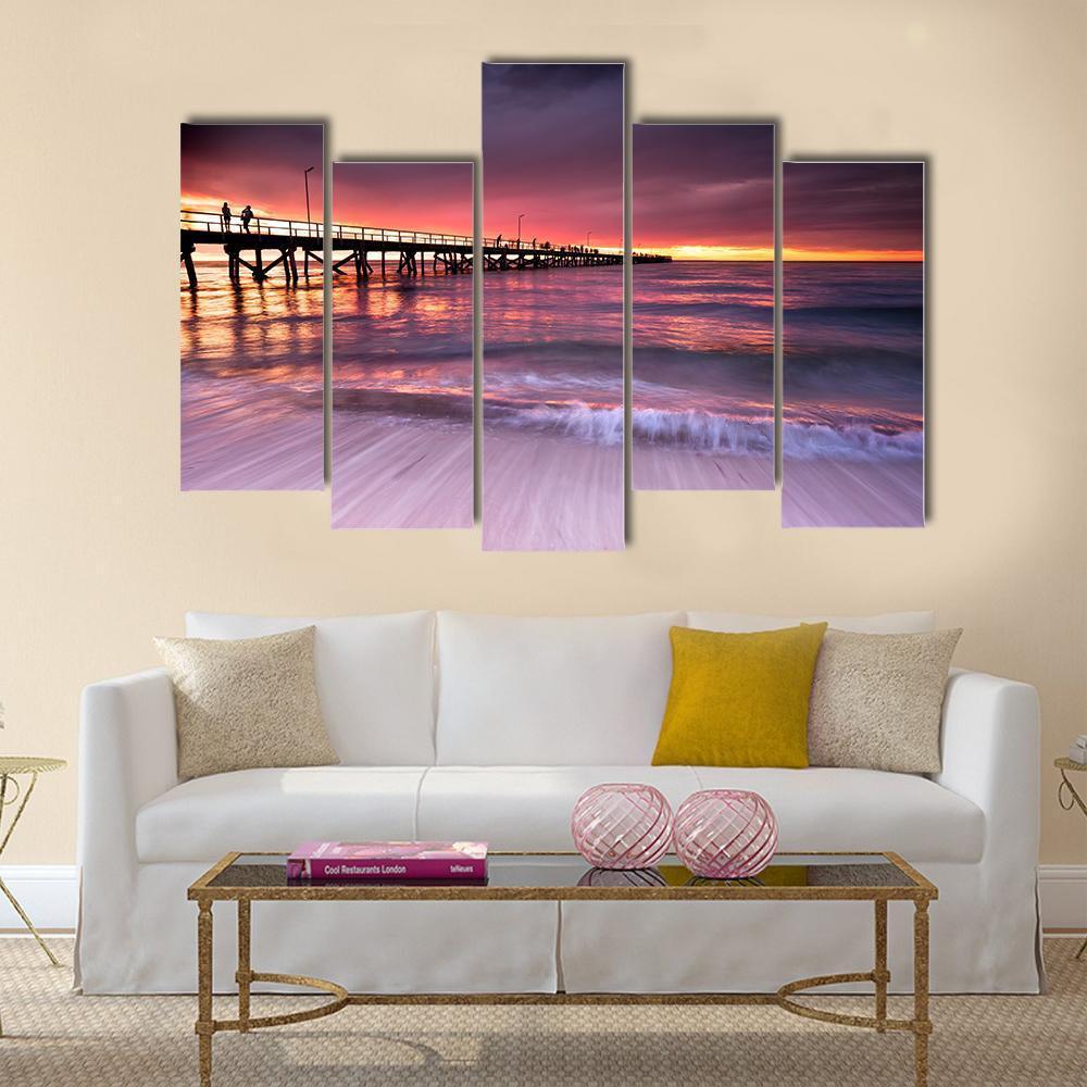 Sunset At Semaphore Beach Canvas Wall Art-5 Pop-Gallery Wrap-47" x 32"-Tiaracle