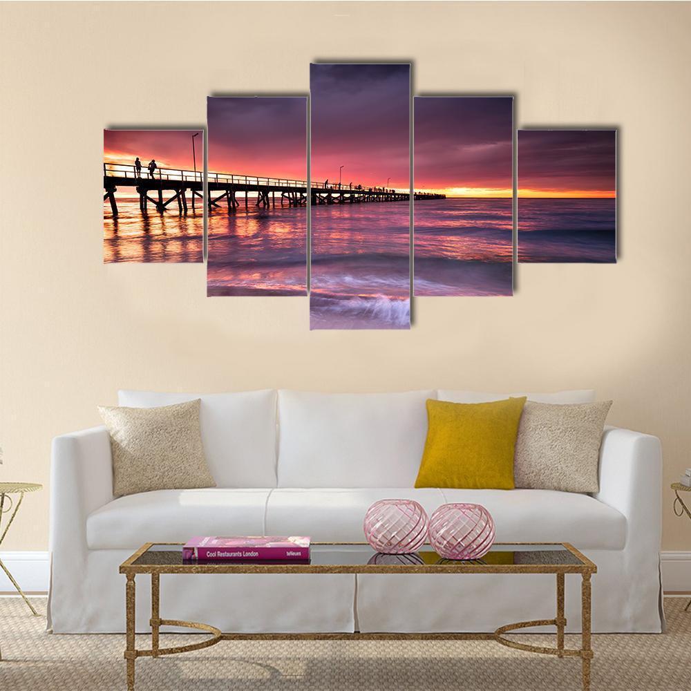 Sunset At Semaphore Beach Canvas Wall Art-5 Star-Gallery Wrap-62" x 32"-Tiaracle