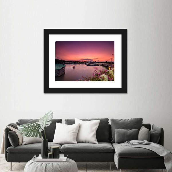 Sunset At Suroboyo Bridge Canvas Wall Art-3 Horizontal-Gallery Wrap-25" x 16"-Tiaracle