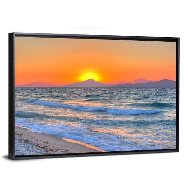 Sunset At The Aegean Sea Canvas Wall Art-3 Horizontal-Gallery Wrap-25" x 16"-Tiaracle
