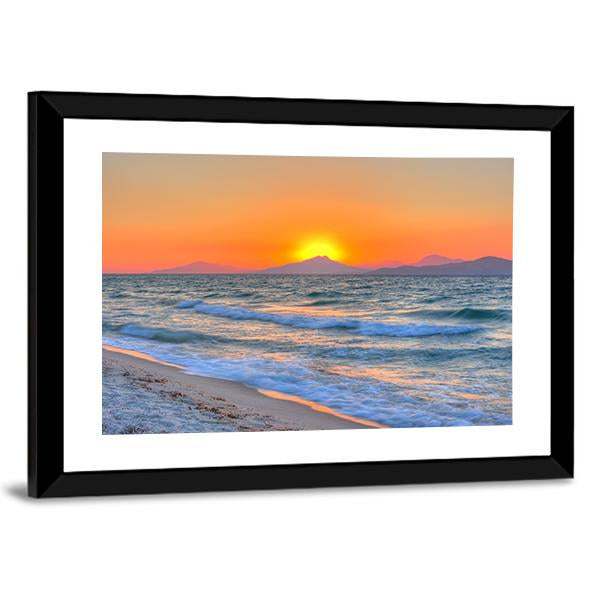 Sunset At The Aegean Sea Canvas Wall Art-3 Horizontal-Gallery Wrap-25" x 16"-Tiaracle