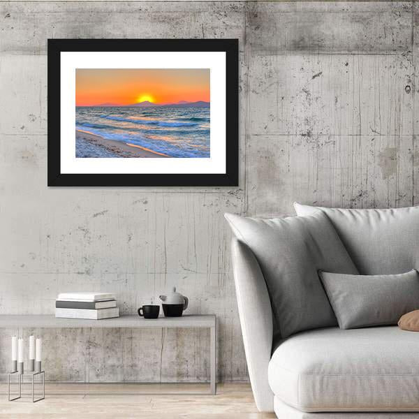 Sunset At The Aegean Sea Canvas Wall Art-3 Horizontal-Gallery Wrap-25" x 16"-Tiaracle
