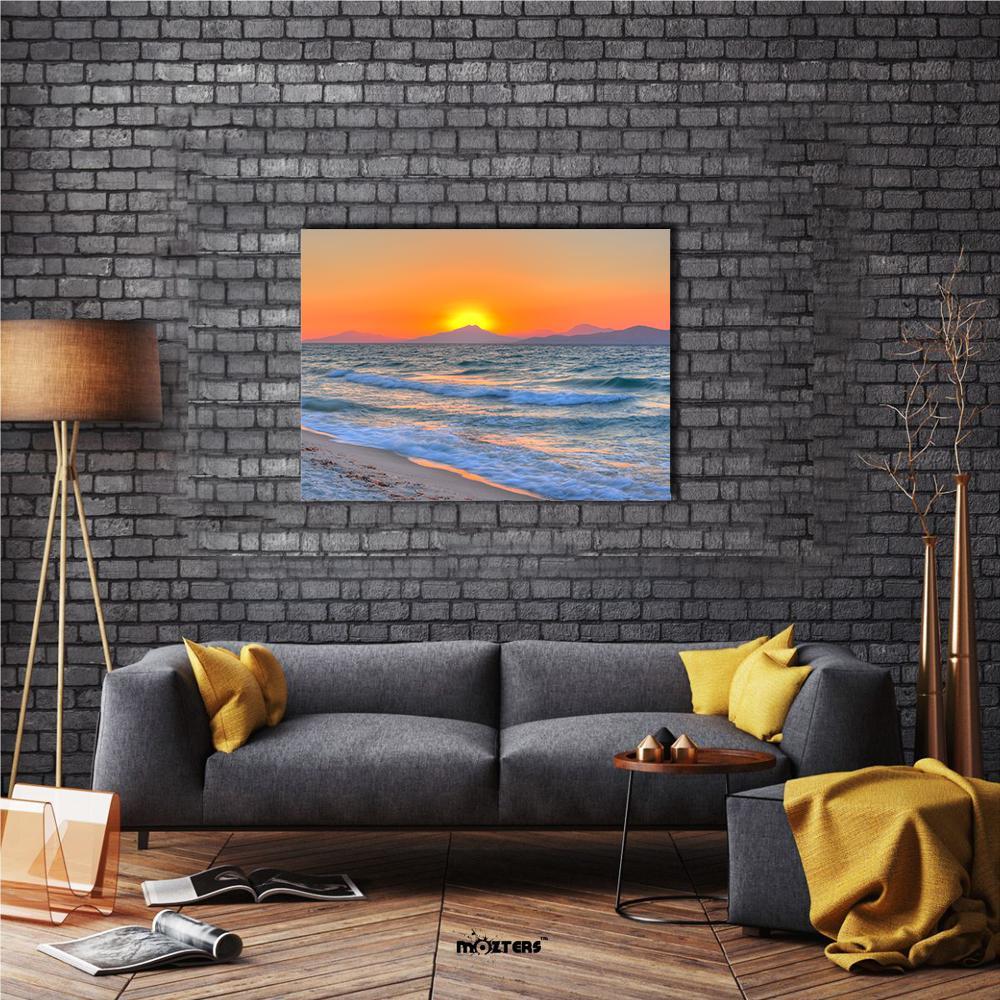 Sunset At The Aegean Sea Canvas Wall Art-4 Horizontal-Gallery Wrap-34" x 24"-Tiaracle
