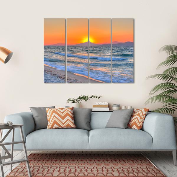 Sunset At The Aegean Sea Canvas Wall Art-4 Horizontal-Gallery Wrap-34" x 24"-Tiaracle
