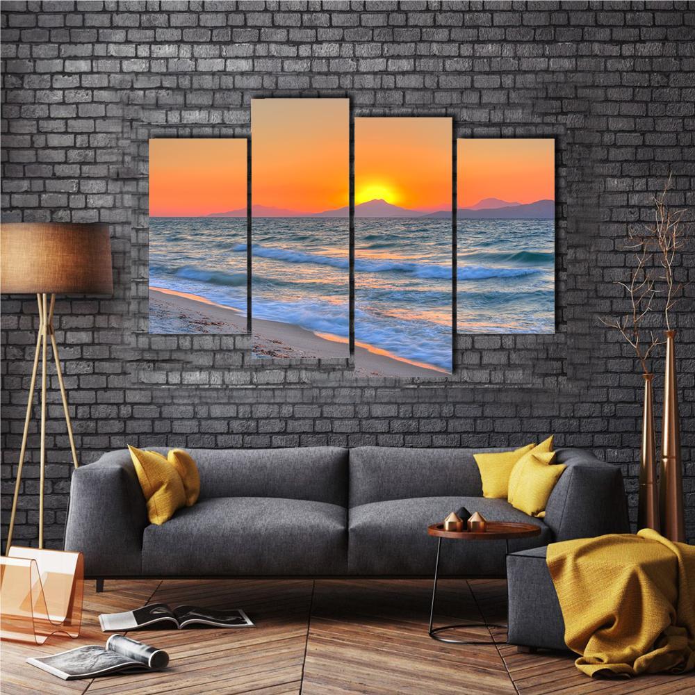 Sunset At The Aegean Sea Canvas Wall Art-4 Pop-Gallery Wrap-50" x 32"-Tiaracle