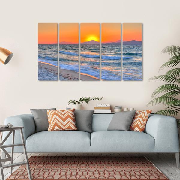 Sunset At The Aegean Sea Canvas Wall Art-5 Horizontal-Gallery Wrap-22" x 12"-Tiaracle