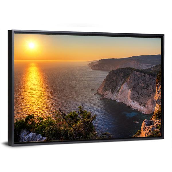 Sunset At The Cliffs Of Keri On The Island Zakynthos Canvas Wall Art-3 Horizontal-Gallery Wrap-25" x 16"-Tiaracle