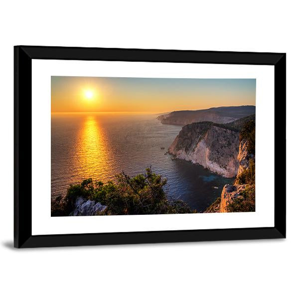Sunset At The Cliffs Of Keri On The Island Zakynthos Canvas Wall Art-3 Horizontal-Gallery Wrap-25" x 16"-Tiaracle