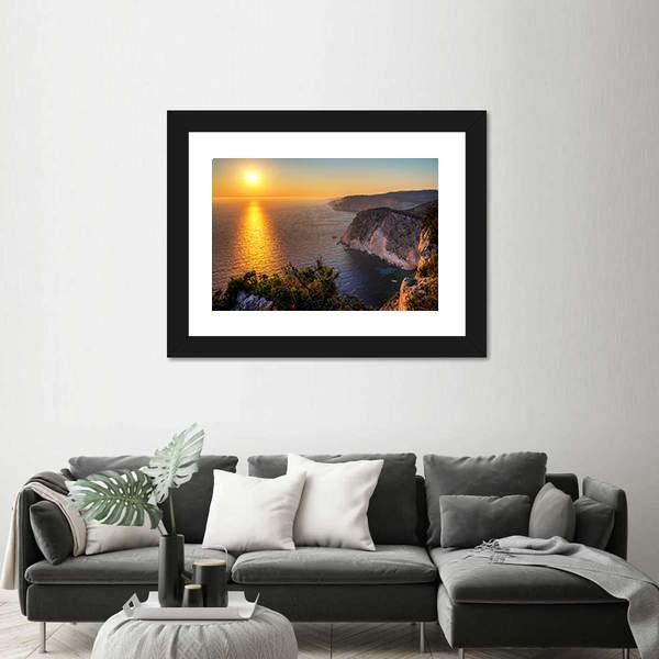 Sunset At The Cliffs Of Keri On The Island Zakynthos Canvas Wall Art-3 Horizontal-Gallery Wrap-25" x 16"-Tiaracle