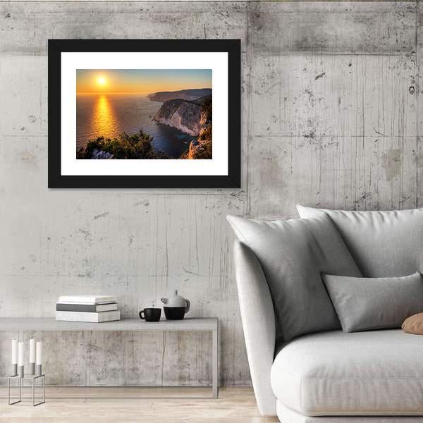 Sunset At The Cliffs Of Keri On The Island Zakynthos Canvas Wall Art-3 Horizontal-Gallery Wrap-25" x 16"-Tiaracle
