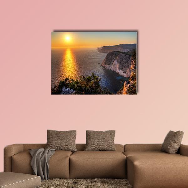 Sunset At The Cliffs Of Keri On The Island Zakynthos Canvas Wall Art-1 Piece-Gallery Wrap-48" x 32"-Tiaracle