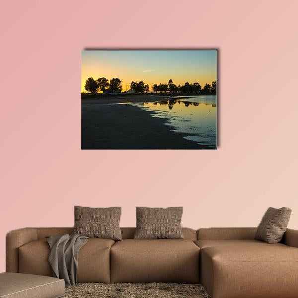 Sunset At The Lakes Of Messologgi, Greece Canvas Wall Art-1 Piece-Medium-Gallery Wrap-Tiaracle