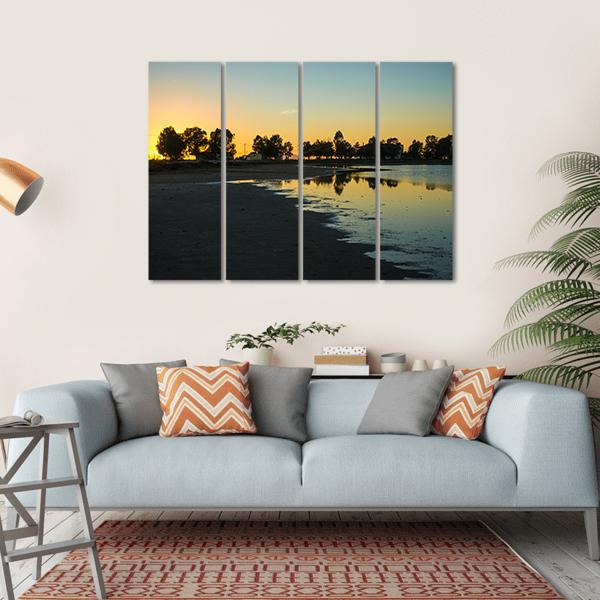 Sunset At The Lakes Of Messologgi Greece Canvas Wall Art-5 Horizontal-Gallery Wrap-22" x 12"-Tiaracle