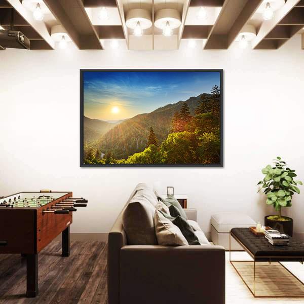 Sunset At The Newfound Gap In The Great Smoky Mountains Canvas Wall Art-3 Horizontal-Gallery Wrap-25" x 16"-Tiaracle
