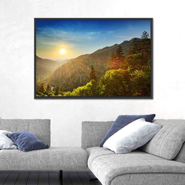 Sunset At The Newfound Gap In The Great Smoky Mountains Canvas Wall Art-3 Horizontal-Gallery Wrap-25" x 16"-Tiaracle