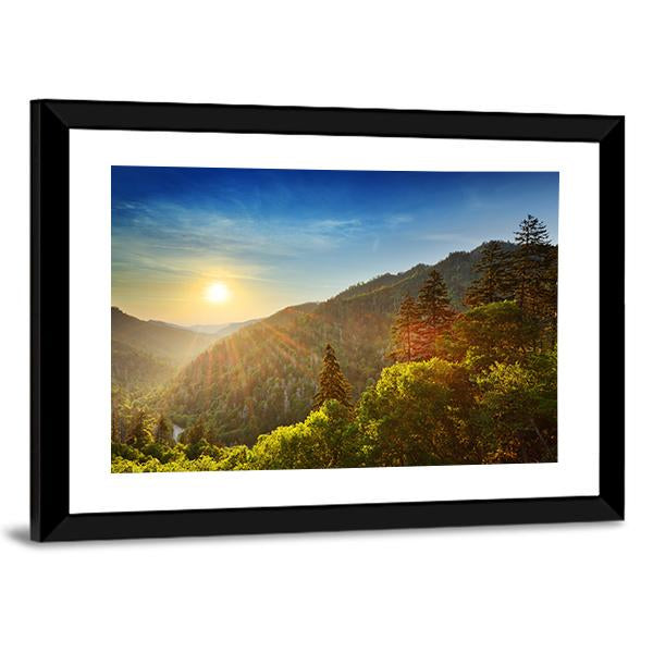 Sunset At The Newfound Gap In The Great Smoky Mountains Canvas Wall Art-3 Horizontal-Gallery Wrap-25" x 16"-Tiaracle
