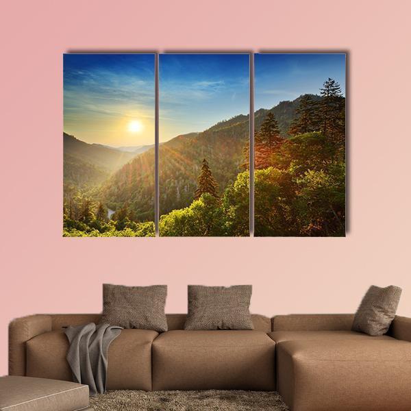 Sunset At The Newfound Gap In The Great Smoky Mountains Canvas Wall Art-3 Horizontal-Gallery Wrap-37" x 24"-Tiaracle