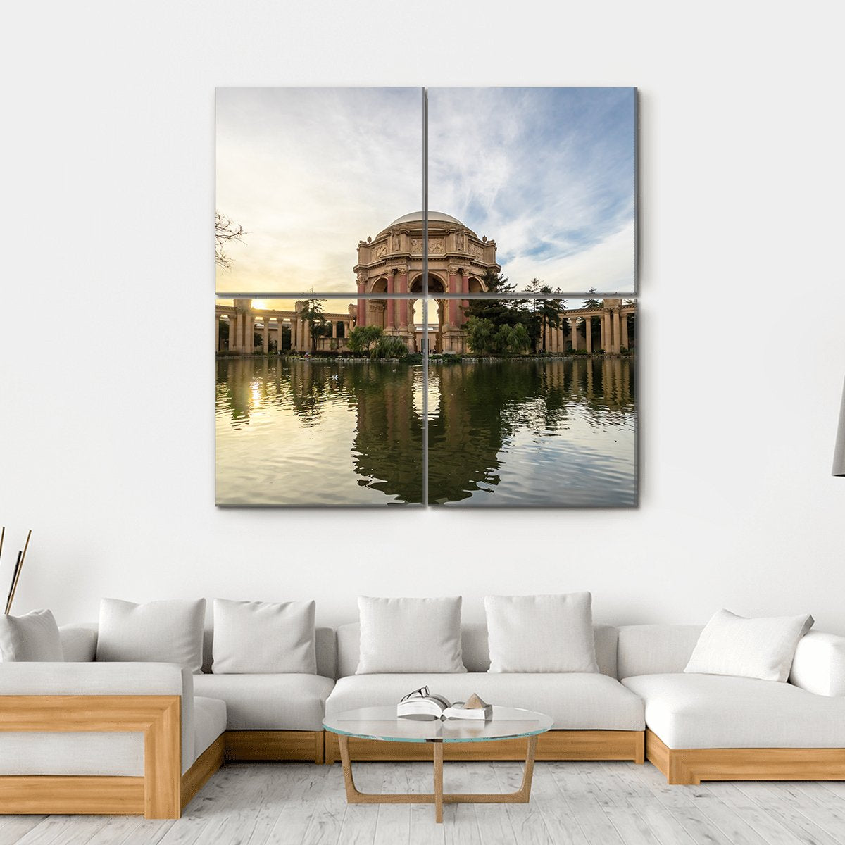 Sunset At The Palace Of Fine Arts Canvas Wall Art-4 Square-Gallery Wrap-17" x 17"-Tiaracle